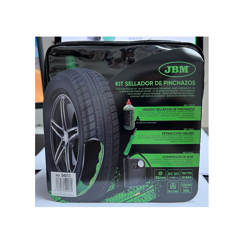 Kit de réparation de pneus à flancs de la voiture complète: compresseur,  des outils et des correctifs.